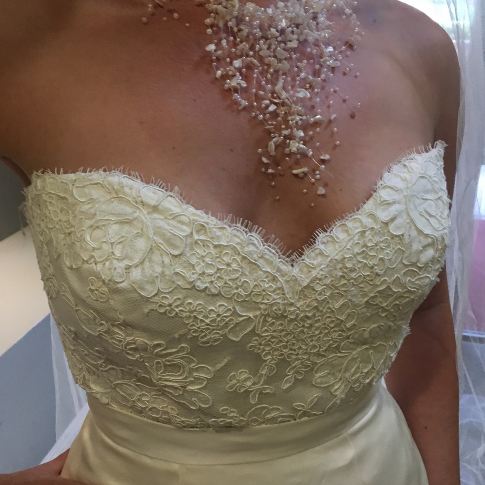 Monique Lhuillier corset bustier lace sweetheart